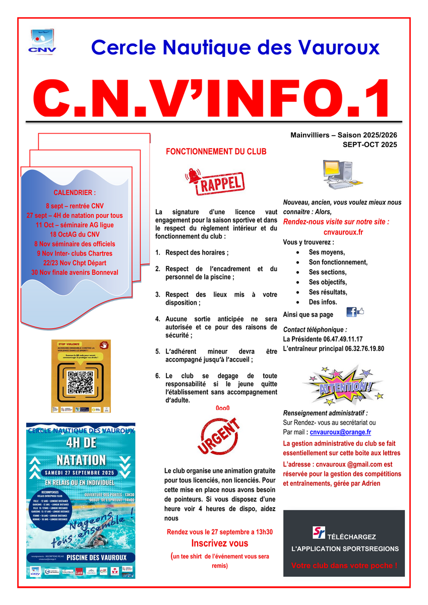 LE CNV'INFO 1 SAISON 25 26  EST SORTI